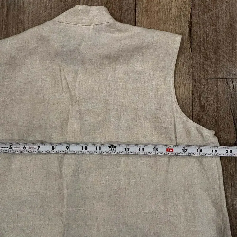 Talbots Vintage 100% Linen Sleeveless Button-Down Vest - Picture 8 of 9